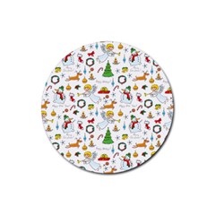 Christmas Pattern Rubber Coaster (round)  by Valentinaart