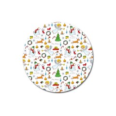 Christmas Pattern Magnet 3  (round) by Valentinaart