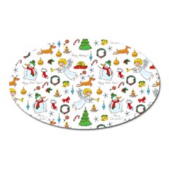 Christmas Pattern Oval Magnet by Valentinaart