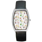 Christmas pattern Barrel Style Metal Watch Front