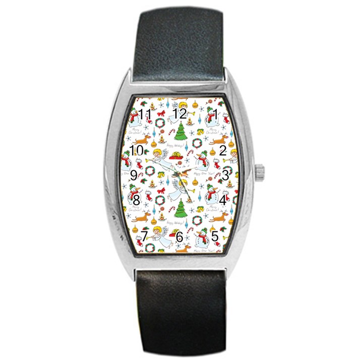 Christmas pattern Barrel Style Metal Watch