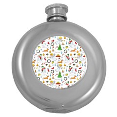 Christmas Pattern Round Hip Flask (5 Oz) by Valentinaart