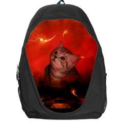 Cute Little Kitten, Red Background Backpack Bag by FantasyWorld7