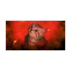 Cute Little Kitten, Red Background Yoga Headband by FantasyWorld7