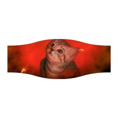 Cute Little Kitten, Red Background Stretchable Headband by FantasyWorld7