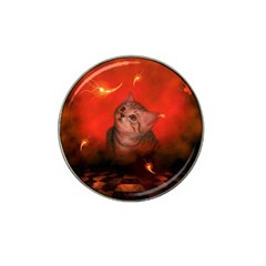 Cute Little Kitten, Red Background Hat Clip Ball Marker by FantasyWorld7