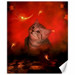 Cute Little Kitten, Red Background Canvas 8  X 10  by FantasyWorld7