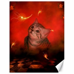 Cute Little Kitten, Red Background Canvas 18  X 24   by FantasyWorld7