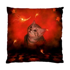 Cute Little Kitten, Red Background Standard Cushion Case (two Sides) by FantasyWorld7