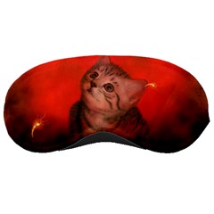 Cute Little Kitten, Red Background Sleeping Masks by FantasyWorld7