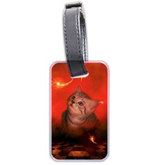 Cute Little Kitten, Red Background Luggage Tags (two Sides) by FantasyWorld7