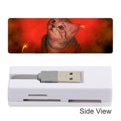 Cute Little Kitten, Red Background Memory Card Reader (stick)  by FantasyWorld7