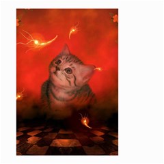 Cute Little Kitten, Red Background Small Garden Flag (two Sides) by FantasyWorld7