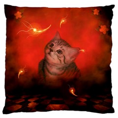 Cute Little Kitten, Red Background Standard Flano Cushion Case (one Side) by FantasyWorld7