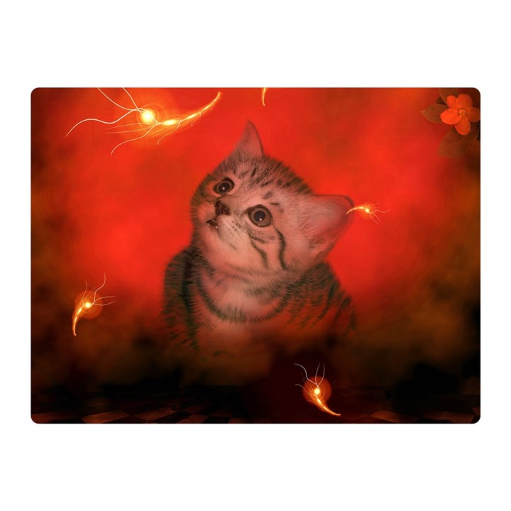 Cute Little Kitten, Red Background Double Sided Flano Blanket (Mini) 