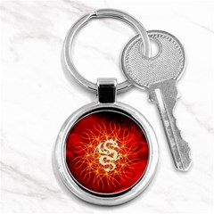 Wonderful Golden Dragon On Red Vintage Background Key Chains (round)  by FantasyWorld7