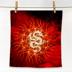 Wonderful Golden Dragon On Red Vintage Background Face Towel by FantasyWorld7