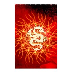 Wonderful Golden Dragon On Red Vintage Background Shower Curtain 48  X 72  (small)  by FantasyWorld7