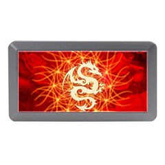 Wonderful Golden Dragon On Red Vintage Background Memory Card Reader (mini) by FantasyWorld7