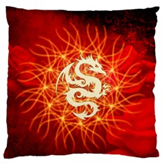 Wonderful Golden Dragon On Red Vintage Background Large Cushion Case (one Side) by FantasyWorld7