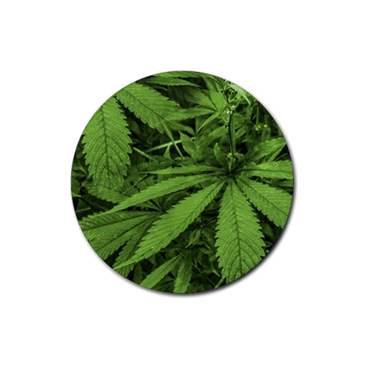 Marijuana Plants Pattern Rubber Round Coaster (4 pack) 