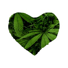 Marijuana Plants Pattern Standard 16  Premium Flano Heart Shape Cushions by dflcprints