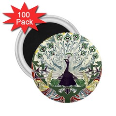 Art Nouveau Peacock 2 25  Magnets (100 Pack)  by NouveauDesign