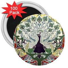 Art Nouveau Peacock 3  Magnets (100 Pack) by NouveauDesign