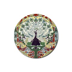 Art Nouveau Peacock Rubber Round Coaster (4 Pack)  by NouveauDesign