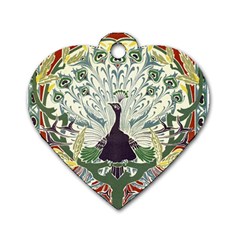 Art Nouveau Peacock Dog Tag Heart (one Side) by NouveauDesign