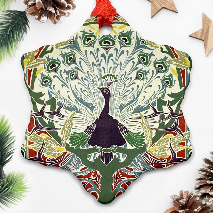 Art nouveau peacock Snowflake Ornament (Two Sides)