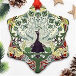 Art nouveau peacock Snowflake Ornament (Two Sides) Back