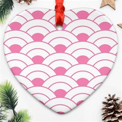 Art Deco Shell Pink White Ornament (heart) by NouveauDesign