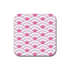 Art Deco Shell Pink White Rubber Coaster (square)  by NouveauDesign