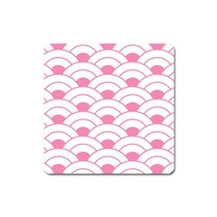 Art Deco Shell Pink White Square Magnet by NouveauDesign