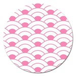 art deco shell pink white Magnet 5  (Round) Front