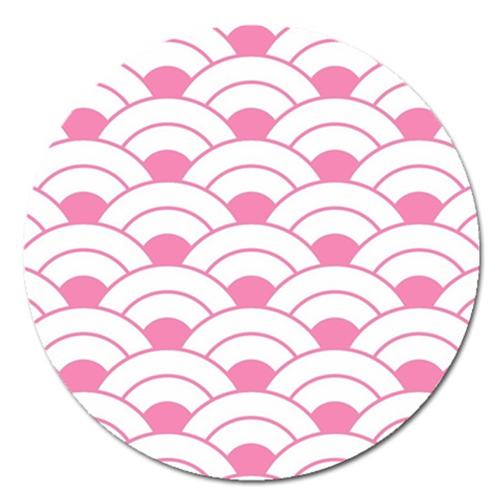 art deco shell pink white Magnet 5  (Round)