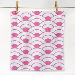 Art Deco Shell Pink White Face Towel by NouveauDesign