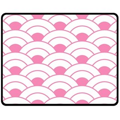 Art Deco Shell Pink White Fleece Blanket (medium)  by NouveauDesign