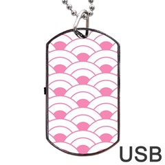 Art Deco Shell Pink White Dog Tag Usb Flash (two Sides) by NouveauDesign