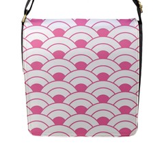 Art Deco Shell Pink White Flap Messenger Bag (l)  by NouveauDesign