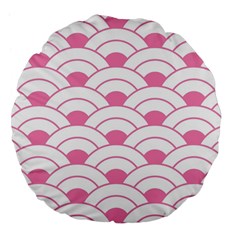 Art Deco Shell Pink White Large 18  Premium Flano Round Cushions by NouveauDesign