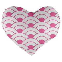 Art Deco Shell Pink White Large 19  Premium Flano Heart Shape Cushions by NouveauDesign