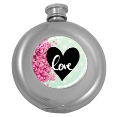 Modern Collage Shabby Chic Round Hip Flask (5 Oz) by NouveauDesign