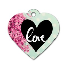 Modern Collage Shabby Chic Dog Tag Heart (one Side) by NouveauDesign