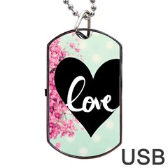 Modern Collage Shabby Chic Dog Tag Usb Flash (one Side) by NouveauDesign