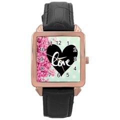 Modern Collage Shabby Chic Rose Gold Leather Watch  by NouveauDesign