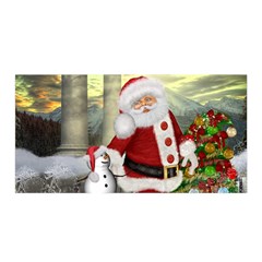 Sanata Claus With Snowman And Christmas Tree Satin Wrap by FantasyWorld7