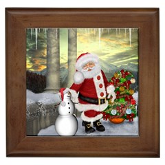 Sanata Claus With Snowman And Christmas Tree Framed Tiles by FantasyWorld7