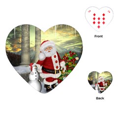 Sanata Claus With Snowman And Christmas Tree Playing Cards (heart)  by FantasyWorld7